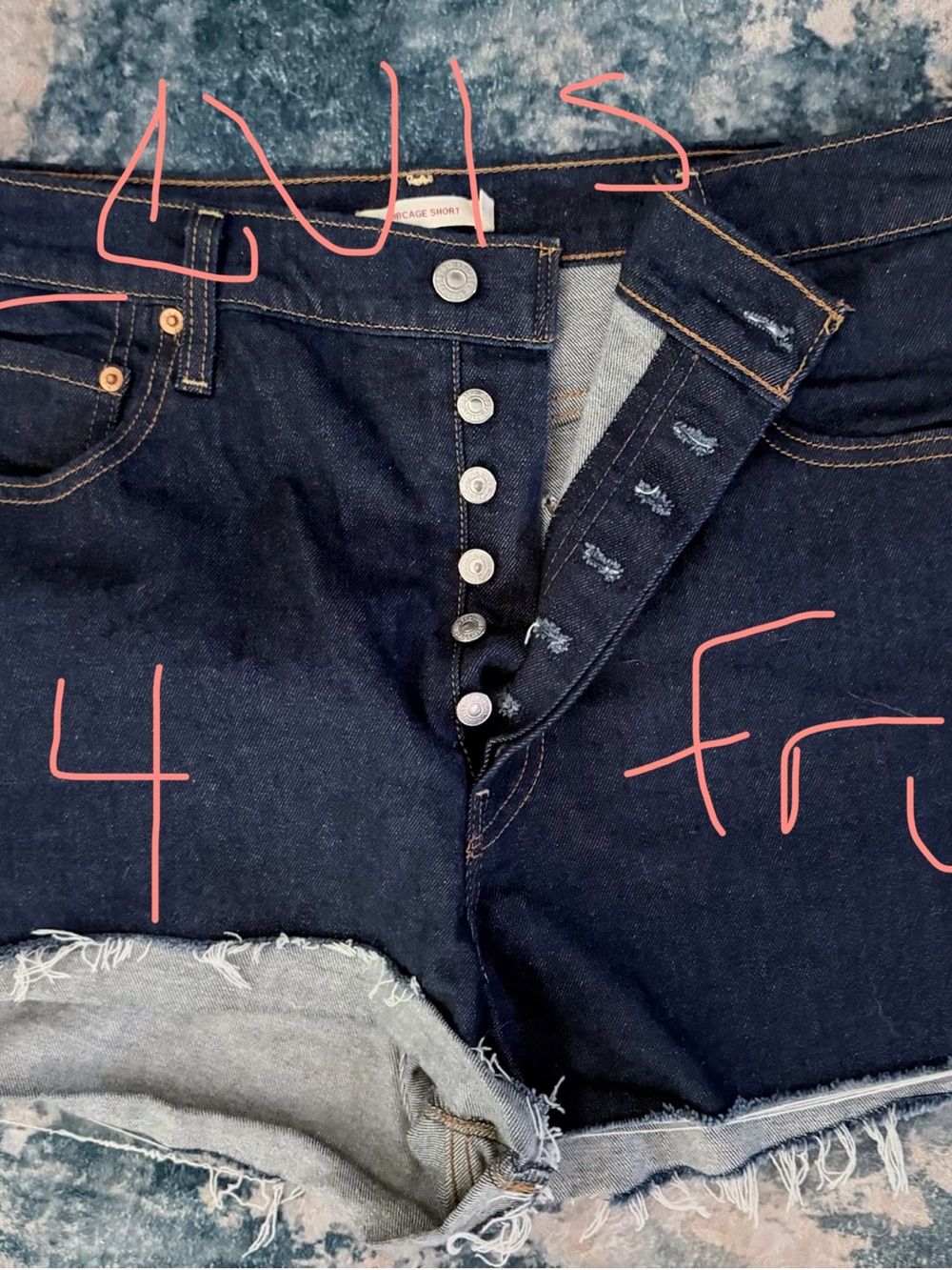 Levi's Dark Blue Denim Button-Fly Jean Shorts